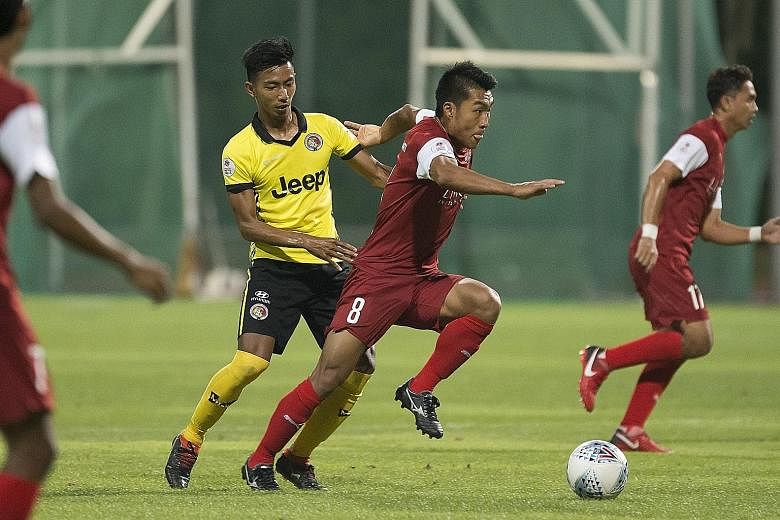 Home United's Song Ui Young in action against Balestier Khalsa in the Singapore Premier League earlier this month. The South Korean scored their second goal in Home's first win of the season.