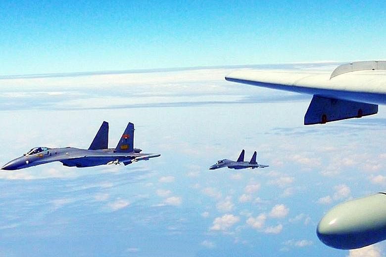 H-6K bombers, Su-30 and J-11 fighters and reconnaissance aircraft took part in a patrol around Taiwan, a Chinese air force spokesman said yesterday. In a statement on its microblog, H-6K captain Zhai Peisong was quoted as calling the Taiwan fly-by a 