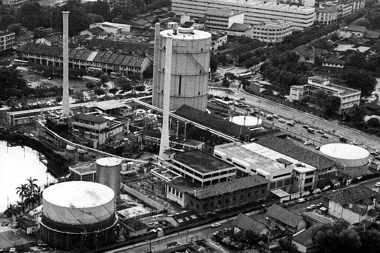 The tender to conduct remediation works on the site of Kallang Gasworks (left), which manufactured gas using coal before ceasing operations in 1998 and occupied 3.14ha, is part of preparations for the redevelopment of Kampong Bugis district (right).