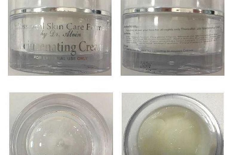 Some of the cosmetic products (above and below) which were recalled by the Health Sciences Authority. The undeclared ingredients included high levels of mercury, hydroquinone and tretinoin.