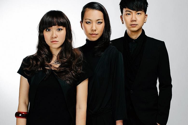 SA, comprising Natalie Alexandra Tse (left), Cheryl Ong (middle) and Andy Chia (right) , tie up with Nada's Rizman Putra and Safuan Johari for Anticipation Of One.