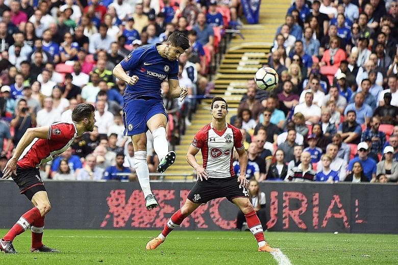 Alvaro Morata scoring to seal Chelsea's 2-0 win over Southampton in their FA Cup semi-final at Wembley on Sunday. Either the Blues or their final opponents Manchester United will end the season without a trophy.