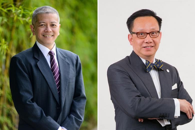 Professor Danny Quah (left) will take over as dean of the LKY School of Public Policy while Associate Professor Chong Yap Seng will become the 17th dean of the Yong Loo Lin School of Medicine.