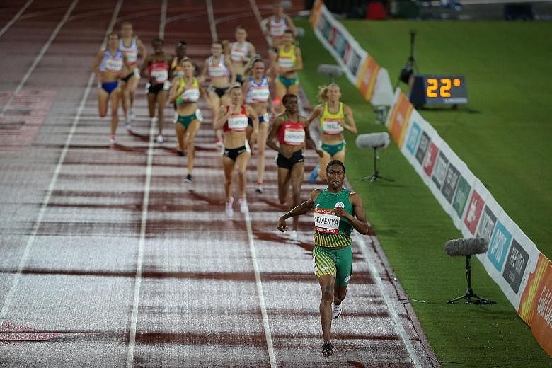 Caster Semenya of South Africa comfortably winning the 1,500m final at this month's Gold Coast Commonwealth Games. The IAAF says women athletes with high testosterone have an advantage of up to 9 per cent over women with normal levels.