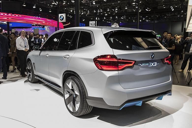 The BMW iX3 all-electric SUV on display at the Beijing International Automotive Exhibition.