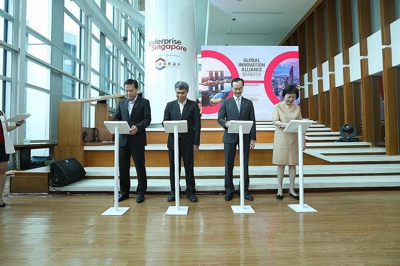 From left: Enterprise Singapore CEO Png Cheong Boon, Thailand's Vice-Minister of Digital Economy and Society Pansak Siriuchatapong, Singapore's Senior Minister of State for Trade and Industry and National Development Koh Poh Koon, and Singapore's Amb