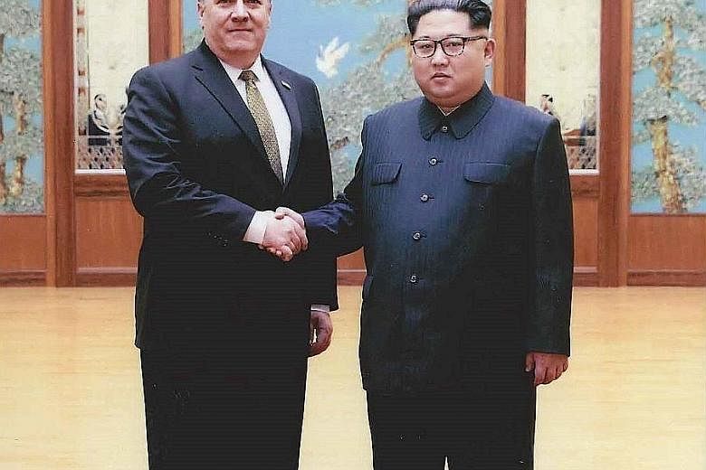 US Secretary of State Mike Pompeo, formerly director of the Central Intelligence Agency, meeting North Korean leader Kim Jong Un in Pyongyang during his visit over Easter several weeks ago. The fact that President Donald Trump sent Mr Pompeo to North
