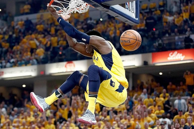 Inspired by Victor Oladipo's first play-off triple double (28 points, 13 rebounds and 10 assists), the Indiana Pacers beat the Cavaliers 121-87 to level the first-round tie at 3-3. Game 7 is today (tomorrow morning, Singapore time) in Cleveland.