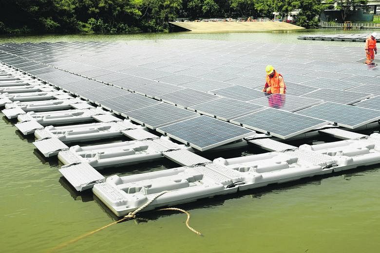 The floating solar panel test bed at Tengeh Reservoir is the world's largest. PUB is looking at adding solar systems to Bedok and Lower Seletar reservoirs to power its energy-intensive water treatment processes in a greener way.
