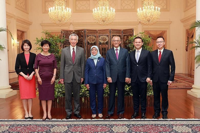 The third woman minister in Cabinet, a minister of state and two parliamentary secretaries were sworn in at the Istana yesterday. In a Facebook post, Prime Minister Lee Hsien Loong said the younger leaders have shown they can do more. "Look forward t