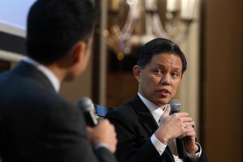 At the lunch organised by EuroCham yesterday, Trade and Industry Minister Chan Chun Sing said that maintaining a strong Singaporean core through programmes like SkillsFuture, which helps Singaporeans upgrade and reskill, goes in tandem with remaining