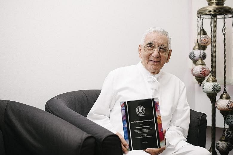 Mr Rustom Ghadiali received the Inter-religious Organisation Award in March for his contributions to inter-faith harmony over a span of 30 years. He is a priest of the Zoroastrian faith, which is one of the world's oldest surviving religions and has 