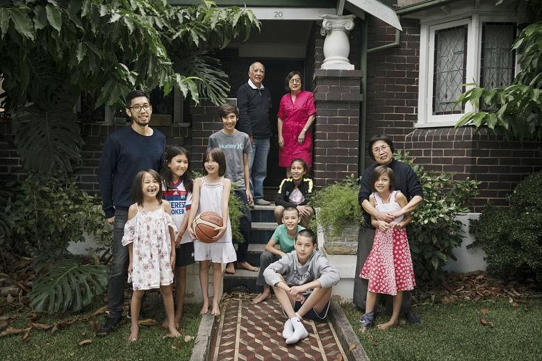 The Leanfore family at their home in the Corydon suburb of Sydney on April 30. This year marks 200 years of Chinese migration to Australia.