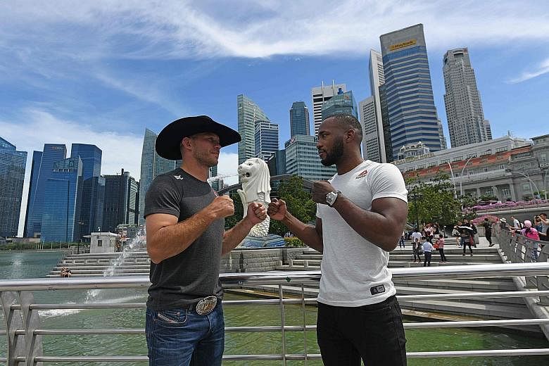 The UFC is set to visit Singapore on June 23, when the welterweight bout between Donald "Cowboy" Cerrone (left) and Leon "Rocky" Edwards will be the main draw.