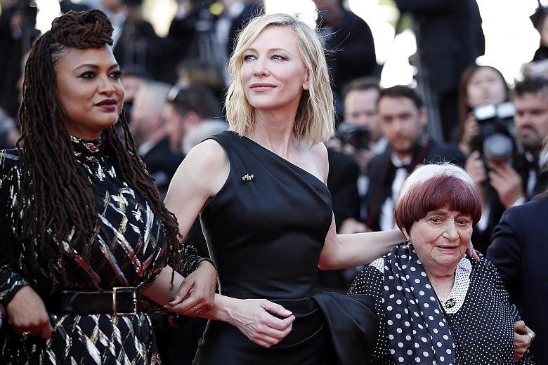 At last Saturday's red carpet event for the screening of Girls Of The Sun during the 71st annual Cannes Film Festival, (from left) director Ava DuVernay, actress Cate Blanchett and film-maker Agnes Varda were among celebrities that appeared in a prot