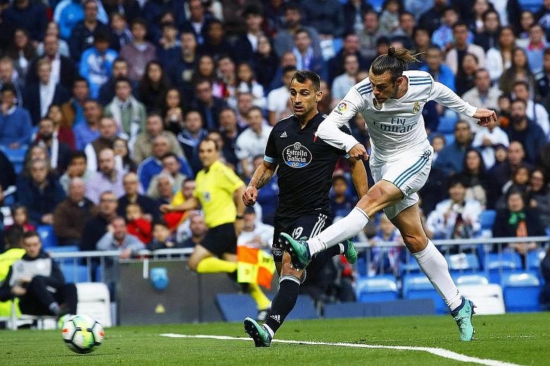 Real Madrid's Gareth Bale scoring his side's first of six goals without reply against Celta Vigo in the LaLiga on Saturday. His double and six goals in his last five LaLiga starts have given him a strong case to be included in the May 26 Champions Le