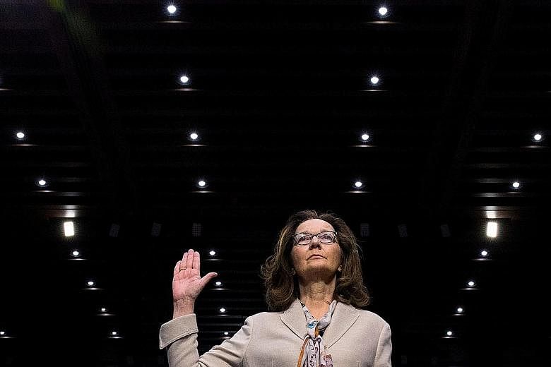 Ms Gina Haspel being sworn in to testify at her Senate Intelligence Committee confirmation hearing in Washington last week. Lawmakers approved her nomination following a CIA public relations drive to bolster her chances.