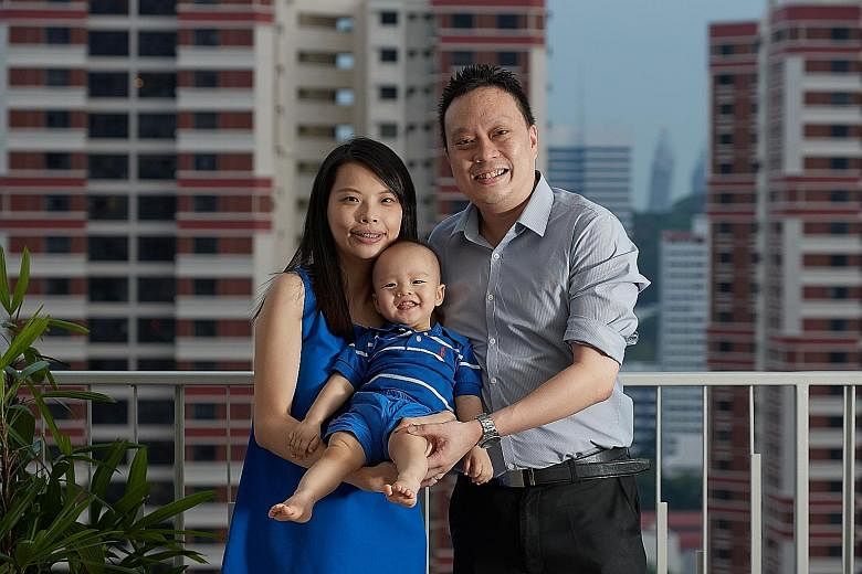 Mr Melvin Chong and his wife Song Simin with their son Jayden. Mr Chong says that they will top up the 17-month-old's Child Development Account as and when they need to use it.