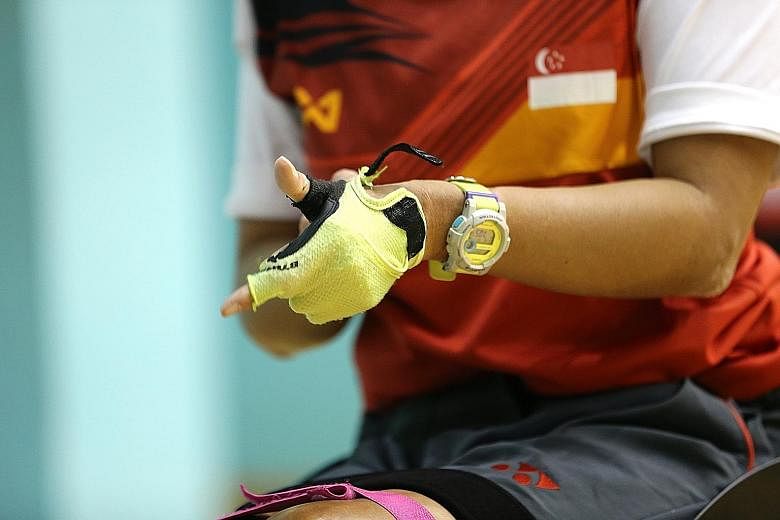 Ms Yap Qian Yin, who has taken part in international competitions as a para-sailor and won a gold medal at the 2015 Asean Para Games, goes for training in wheelchair badminton at Yio Chu Kang Sports Hall. She likes the excitement and intensity of the