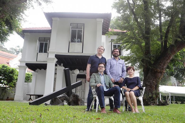 The new Armenian Heritage Gallery features rare artefacts, books, photos and other historical items. Church trustees (back row from left) Pavel Karapetyan and Gevorg Sargsyan with trustee Pierre Hennes and volunteer Sandra Basmadjian.
