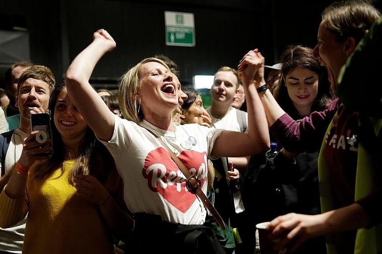 Campaigners for change, wearing "Repeal" jumpers and "Yes" badges, gathered at the main Dublin count centre. "Yes" campaigners argued that with over 3,000 women travelling to Britain each year for terminations and others ordering pills illegally onli