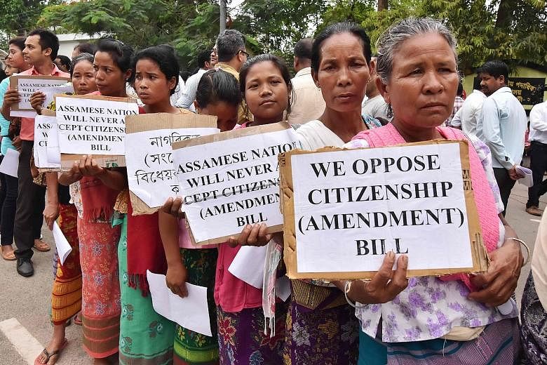 Demonstrators in Assam's capital, Guwahati, protesting on May 7 against the Citizenship Amendment Bill 2016 that opens up Indian citizenship to minorities from Bangladesh, Pakistan and Afghanistan.