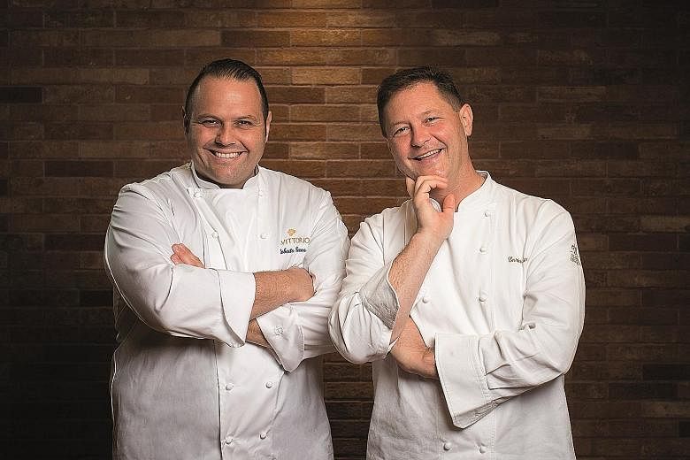 Italian restaurant Fratelli's celebrity chefs Roberto (far left) and Enrico Cerea will serve up their speciality dishes to lucky ST readers.