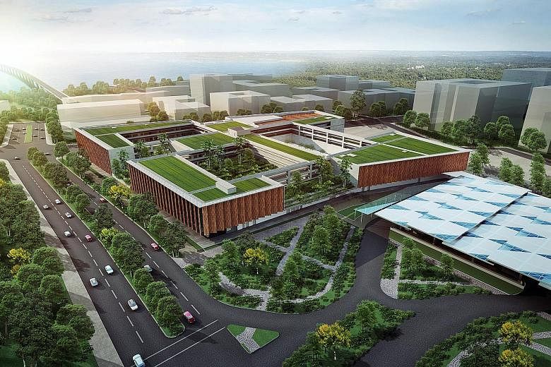 An artist's impression of the upcoming Woodlands North Station, part of the Rapid Transit System Link between Johor Baru and Singapore.