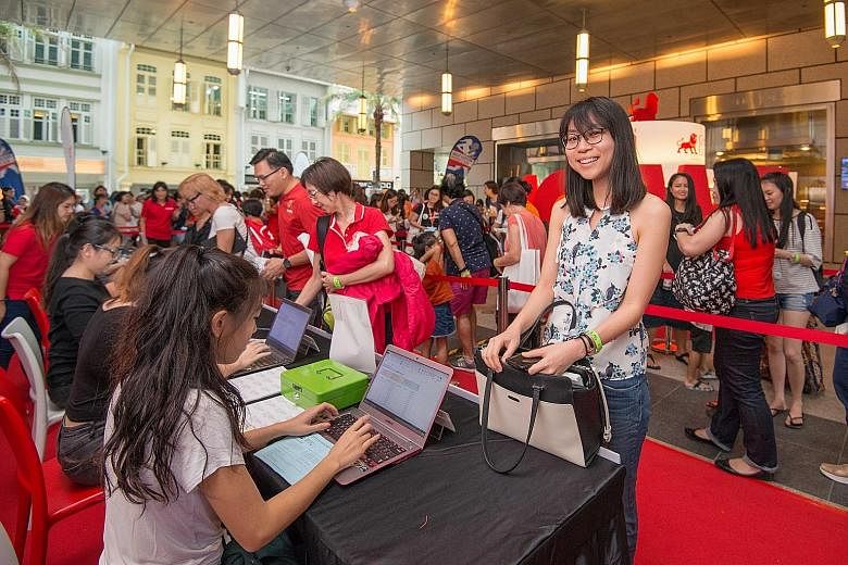 Undergraduate Liang Jun Yu, 23, was first in line at the Great Eastern Women's Run 2018 registration launch. She enjoyed a special sign-up fee of $11 and received a goodie bag.