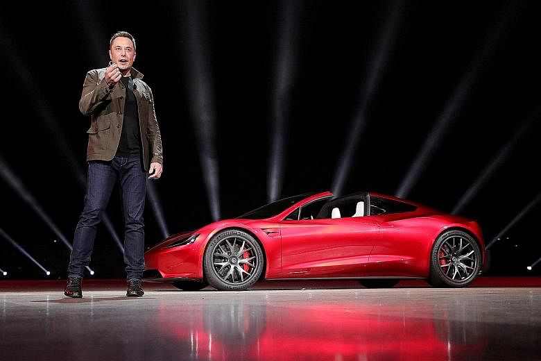 Tesla chief executive officer Elon Musk unveils the Roadster 2 during a presentation in Hawthorne, California, in November last year.
