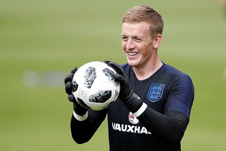 Jordan Pickford of Everton is one of the three internationally inexperienced goalkeepers aiming to be England's No. 1 at the World Cup.