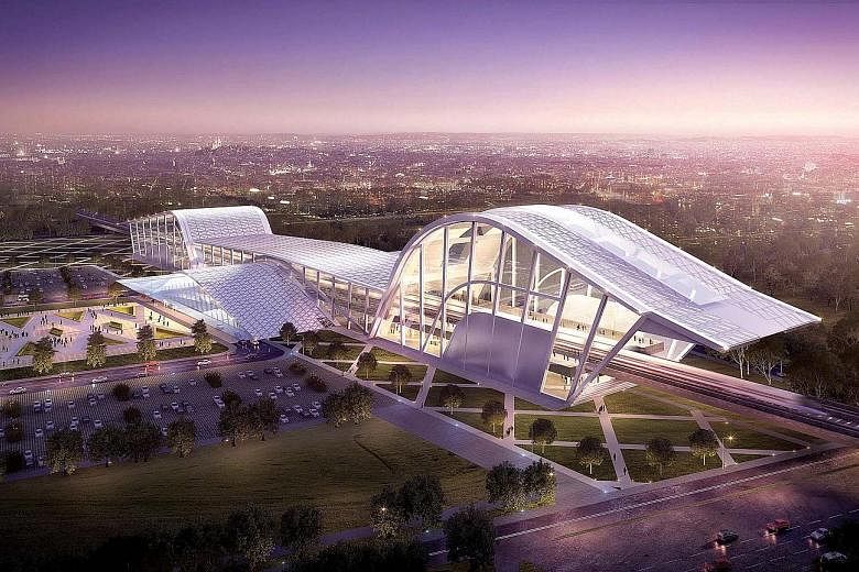An artist's impression of Batu Pahat station on the KL-Singapore HSR line. Malaysia has cancelled the project as its price tag is said to be prohibitive.