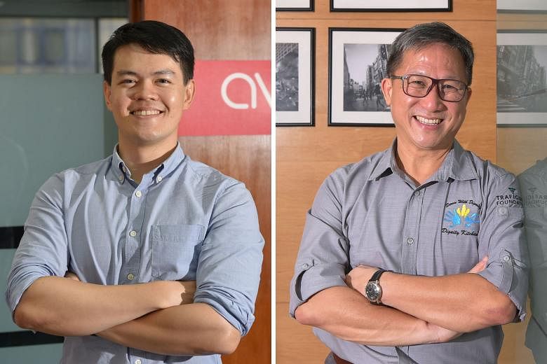 Mr Aaron Lee (left) is co-founder of Jaga-Me, an online platform that brings healthcare services to the home. Mr Koh Seng Choon runs a hawker training school for people with disabilities.