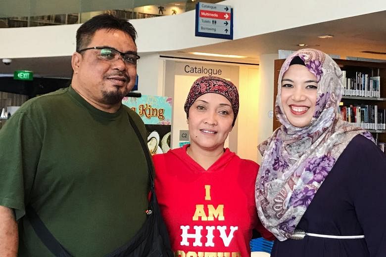Madam Rahayu Rahmat and her husband Rosli Ismail, who set up Sinar Sofia in 2011, with Singaporean volunteer and influencer Atikah Amalina. The organisation in Johor Baru helps drug addicts, sex workers and others with HIV, providing them with medica