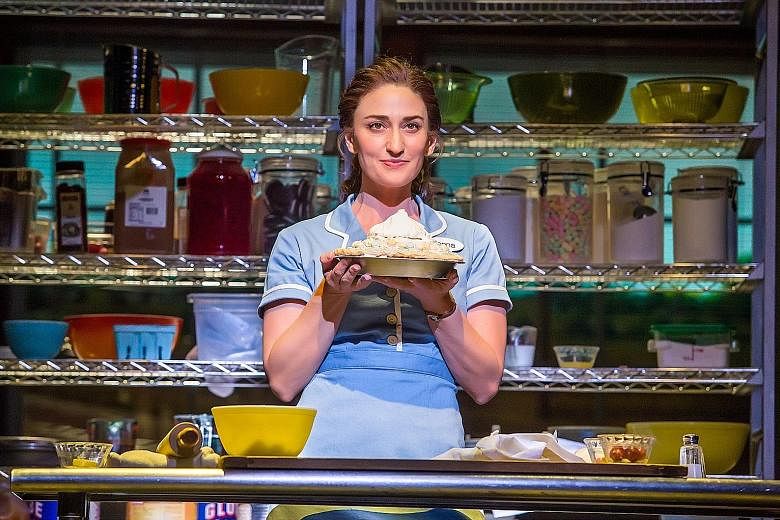 Sara Bareilles in Waitress on Broadway, where she played waitress Jenna for brief stretches this year and last.