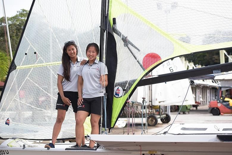 Sailors Kimberly Lim (right) and Cecilia Low will be heading for August's Asian Games in Indonesia, less than a week after participating in the World Championships in Denmark. The pair are treating both competitions with equal importance.