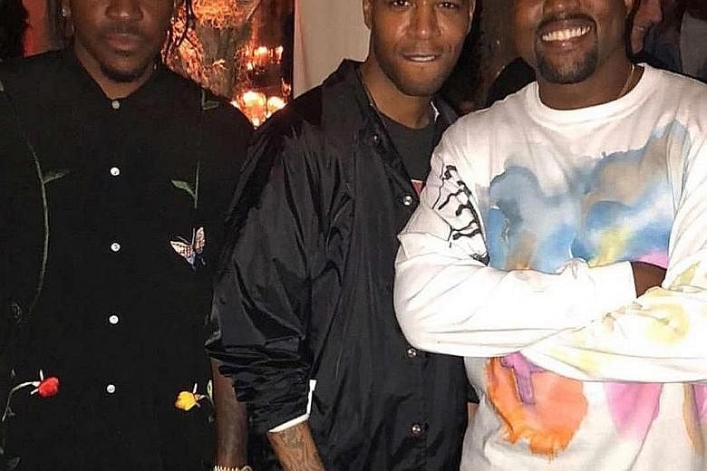 (From left) Rapper Pusha T features in the debut album by Kid Cudi and Kanye West.