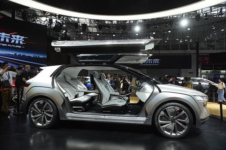 Chinese carmaker Byd's E-Seed electric concept car at the Beijing Auto Show in April. China wants seven million electric cars on the road by 2025.