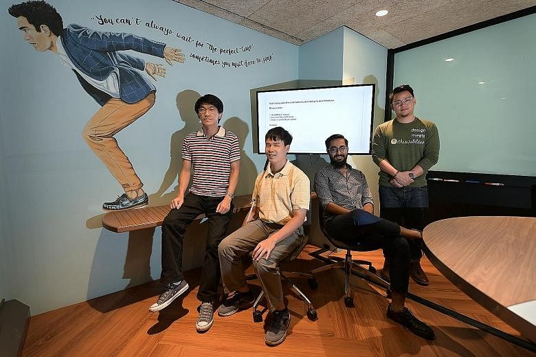 Team members behind the game include (from left) engineer Darren See, 40; software developer Giang Nguyen, 23; augmented reality consultant Agrim Singh, 24; and inclusive innovation consultant, Ken Chua, 27.