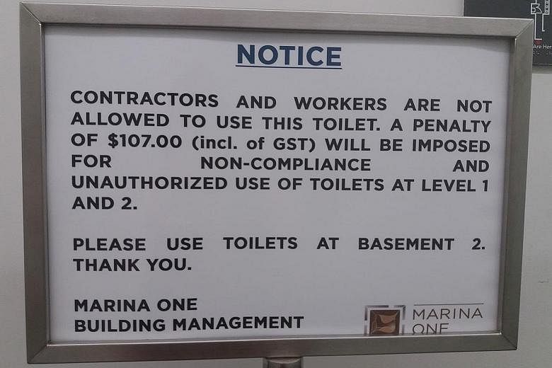 Many Facebook users were furious when a photo of this sign at the new Marina One centre went viral on the social media site.