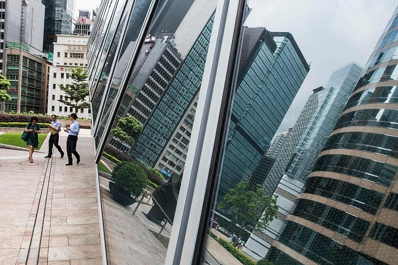 Exchange Square in the central business district of Hong Kong. Occupancy costs for the city's Central district are 30 per cent higher than in London's West End, which took the No. 2 spot in a survey of prime office real estate in the first quarter by