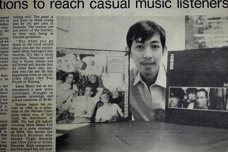 Mr Loh with albums he reintroduced to the market in 1984 after setting up Ideas Music record to distribute records and cassettes to shops. Mr Ronnie Loh's career in the music industry spanned some 40 years, including sales stints with record labels l
