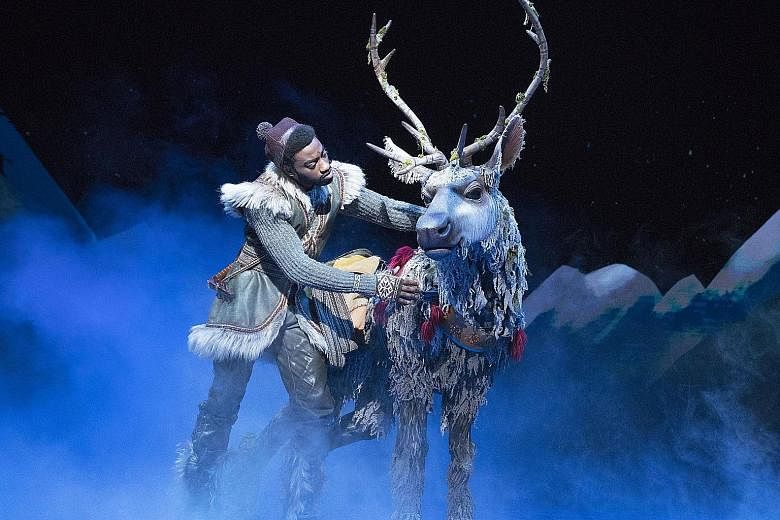 Andrew Pirozzi is the reindeer Sven, with Jelani Alladin as Kristoff, in the musical Frozen.
