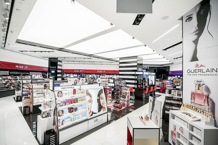 Stores like (clockwise from left) Muji and the Apple Store offer more than shopping, while Sephora launched a mobile app that adds experience into digital shopping by letting shoppers try on make-up virtually.