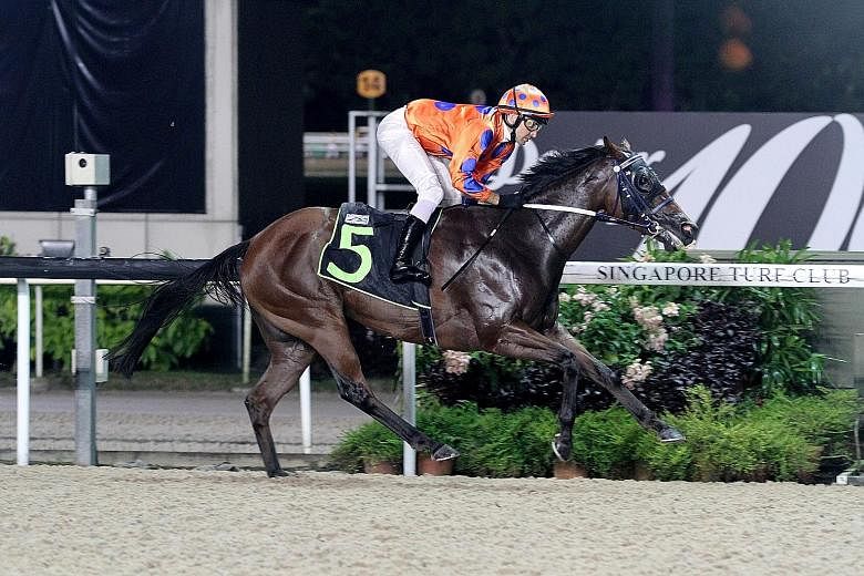 Petite Voix making it a one-horse affair in Race 4 with jockey Michael Rodd astride at her third start at Kranji last night.