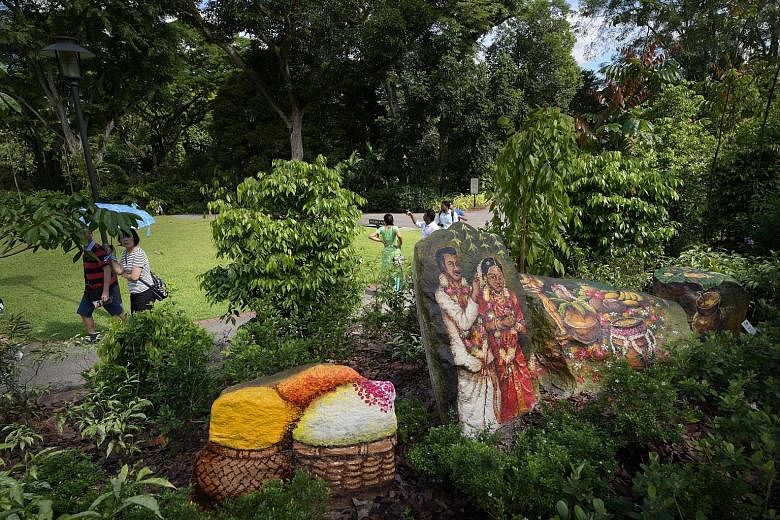A rock mural painted by artist Yip Yew Chong at the Singapore Botanic Gardens' new attraction - the ethnobotany garden, which was opened yesterday.