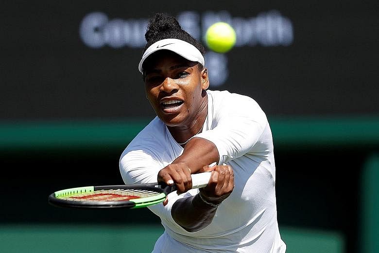 Serena Williams practising at Wimbledon on Saturday. The 23-time Grand Slam singles winner is ranked 181st but the organisers gave her a seeding owing to her superb grass-court record.
