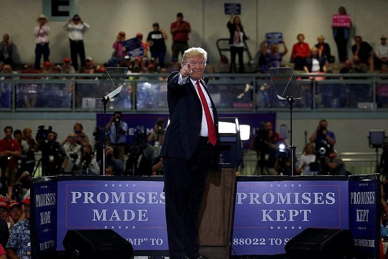 US President Donald Trump at a Make America Great Again rally in Great Falls, Montana, on Thursday. In recent months, Mr Trump has frequently criticised the stark disparity in tariffs imposed on US goods in several countries and their much lower corr