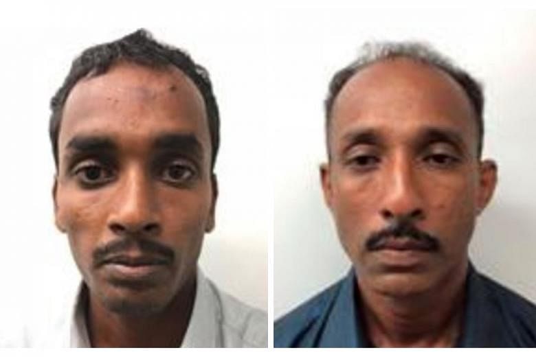Kandasamy Niththiyananthan (left) and Nagamany Kangatharan were caught at Changi Airport with fraudulent British passports.