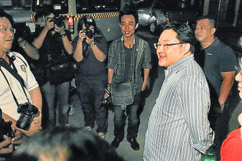 Malaysian businessman Low Taek Jho speaking to journalists in Penang in 2010. Mr Low, who has arrest warrants issued against him, was reportedly in Hong Kong for months before leaving for Macau. He is believed to have travelled to the mainland from M